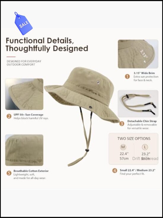 Satin Lined Sun Hat with UPF 50+ Washable Cotton main image 6
